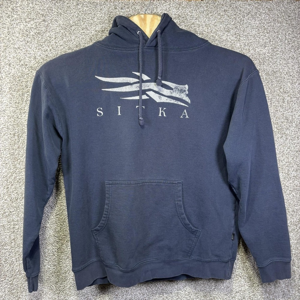 Sitka Hoodie Mens Large Blue Fleece Pullover Graphic Logo Sweatshirt Hunting